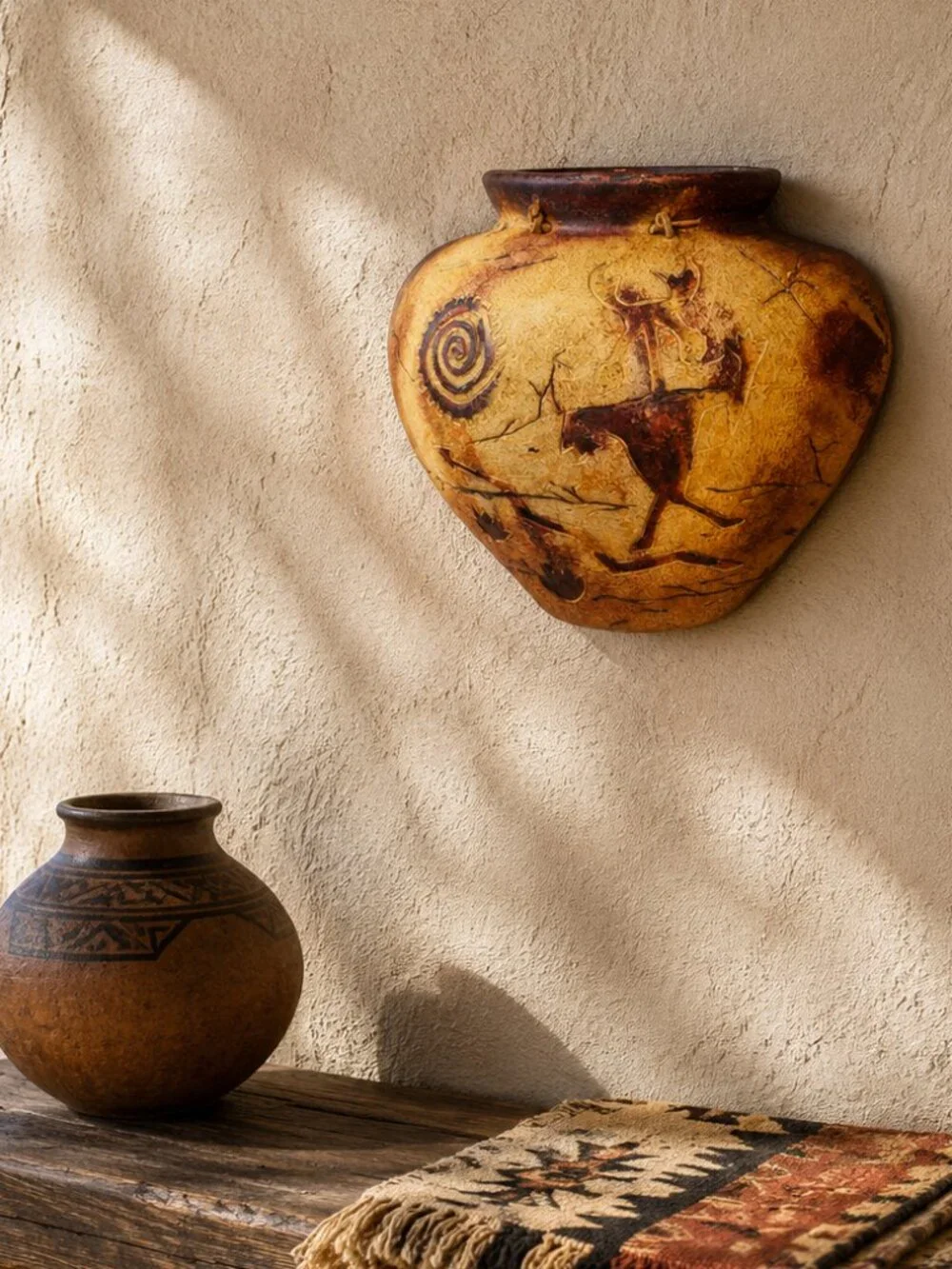 Southwestern Pottery Wall Pocket Planter Vase
